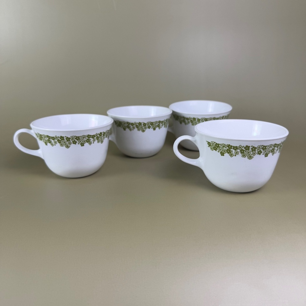 Corelle Spring Blossom Green Coffee Cups | Set of 4 | Made in USA - Picture 2 of 9